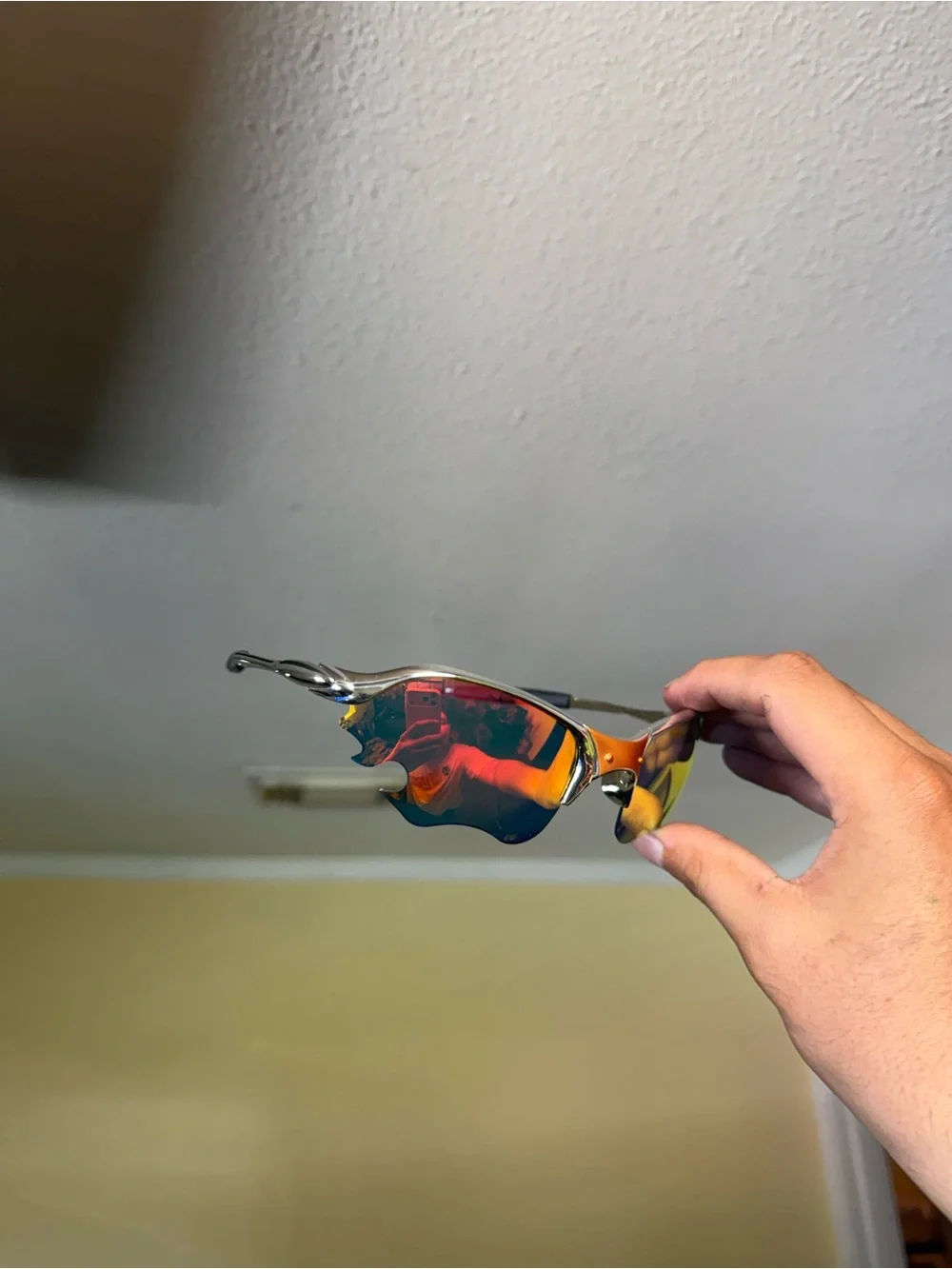Mirror-Red Iridescent Rimless Sport Sunglasses Oakley